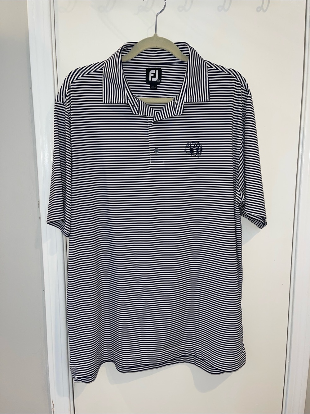 FootJoy Navy & White Striped Golf Polo